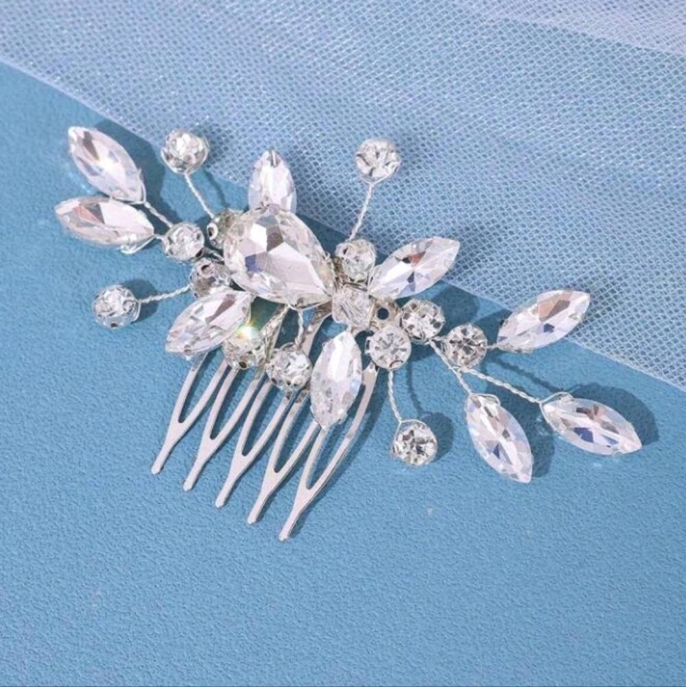 Wedding Hair Comb Silver Rhinestone Wedding Crystal Hair Comb